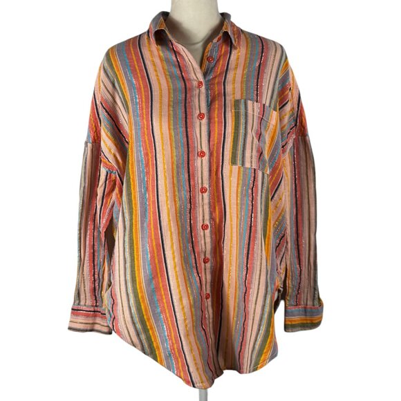 LIke New Anthropologie PILCRO Multicolor Stripes Button Down Shirt Size … - Picture 1 of 12